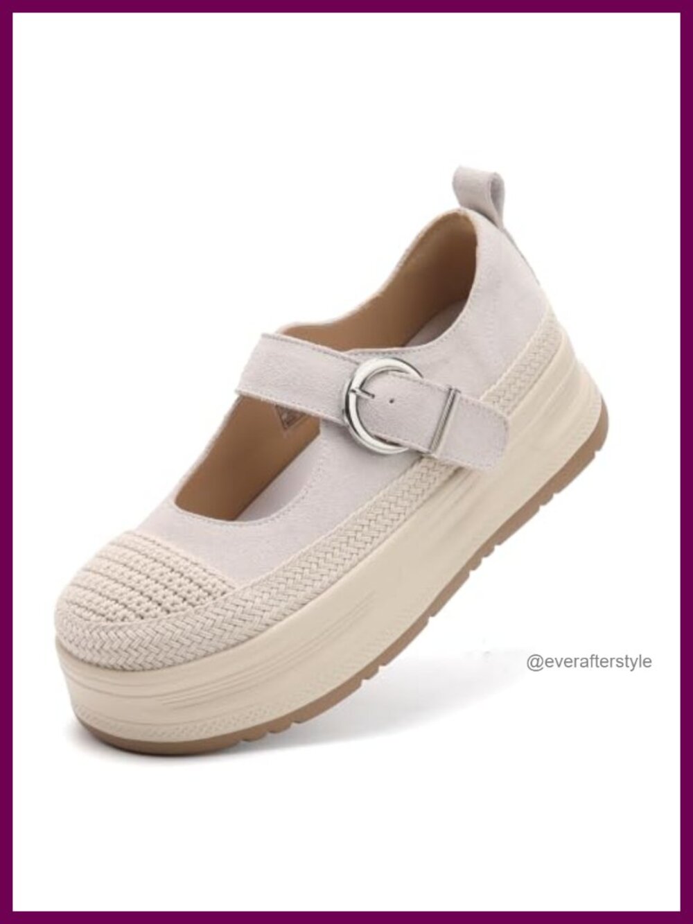 Mary Jane Shoes Knit Toe Metal Buckle Platform Oxfords